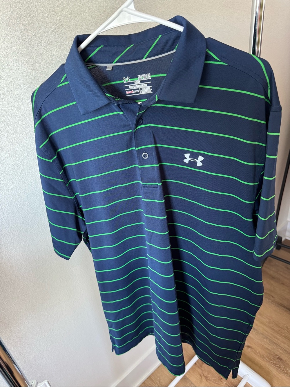 Under Armour Polo Shirt Mens XL Blue Short Sleeve HeatGear Golf Moisture Wicking